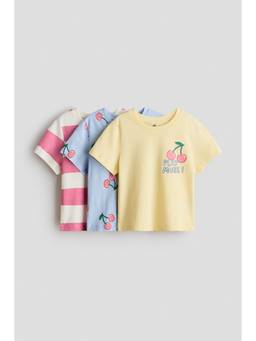 H&M - Girls Multi-Color 3-Pack Printed T-Shirts