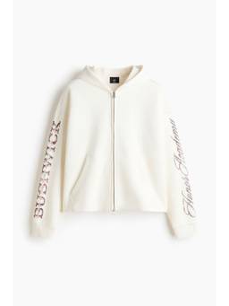 H&M - Men White Oversized Fit Boxy Zip-Through Hooded Jacket
