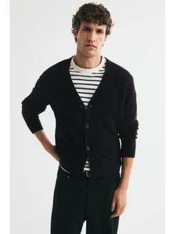 H&M - Men Black Regular Fit Cardigan