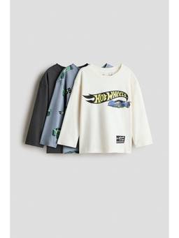 H&M - Boys Multi-Color 3-Pack Printed Long-Sleeved T-Shirts
