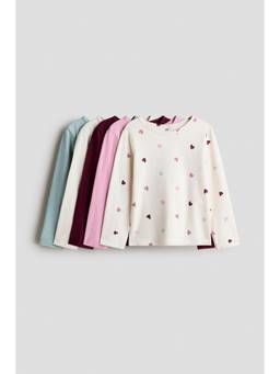 H&M - Girls Multi-Color 5-Pack Long-Sleeved T-Shirts