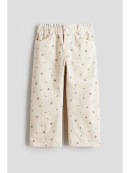 H&M - Girls White Corduroy Barrel-Leg Trousers