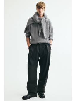 H&M - Men Grey Relaxed Fit Rib-Knit Jumper