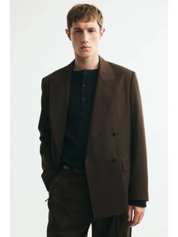 H&M - Men Brown Regular Fit Double-Breasted Blazer