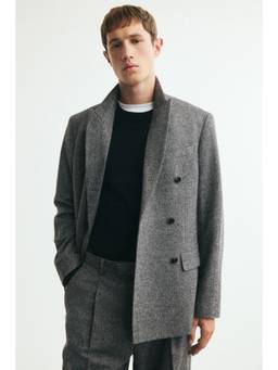 H&M - Men Grey Relaxed Fit Double-Breasted Blazer
