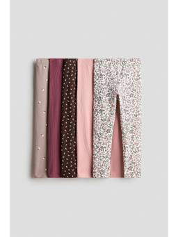 H&M - Girls Multi-Color 5-Pack Cotton Leggings