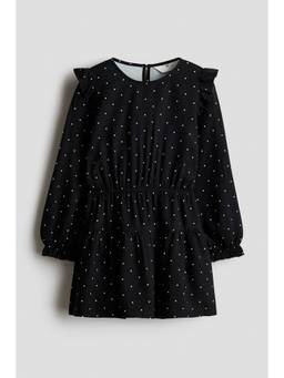 H&M - Girls Black Frill-Trimmed Dress