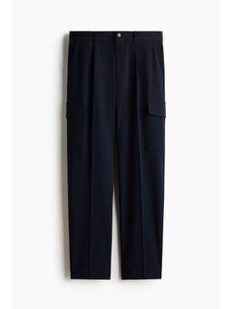 H&M - Men Navy Blue Four-Way Stretch Regular Fit Cargo Pant