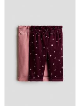 H&M - Girls Multi-Color 2-Pack Cotton Corduroy Trousers
