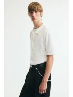 H&M - Men White Regular Fit Fine-Knit Shirt