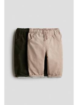 H&M - Boys Multi-Color 2-Pack Lined Cotton Trousers