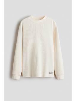 H&M - Boys White Waffled Long-Sleeved T-Shirt