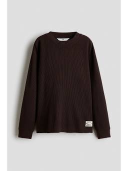 H&M - Boys Brown Waffled Long-Sleeved T-Shirt