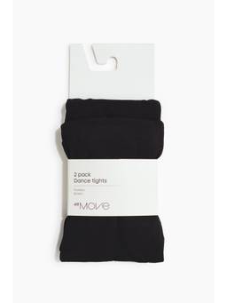 H&M MOVE - Girls Black 2-Pack Sheer Leggings