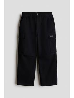 H&M - Boys Black Cotton Cargo Trousers