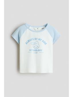 H&M - Girls White Print-Motif Cotton T-Shirt