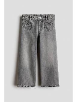 H&M - Girls Grey Loose Fit Wide Leg Jeans