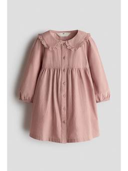 H&M - Girls Peach Peter Pan-Collared Corduroy Dress