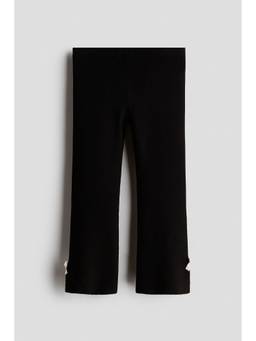 H&M - Girls Black Flared Rib-Knit Leggings