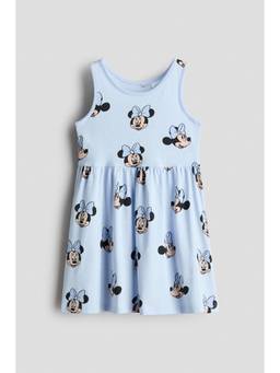 H&M - Girls Blue Printed Cotton Dress