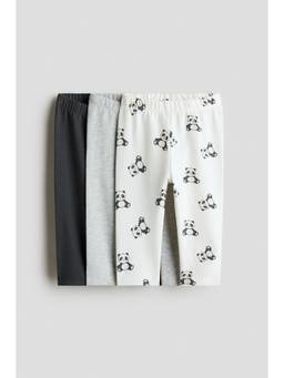 H&M - Girls Multi-Color 3-Pack Cotton Leggings