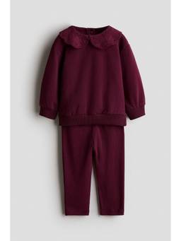H&M - Girls Maroon 2-Piece Top And Leggings