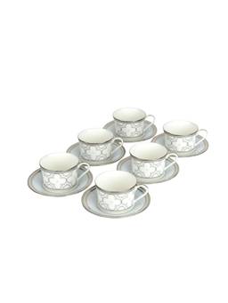 Noritake - Trefolio Platinum Cup & Saucers (Pack of 6)
