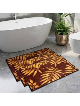 Athom Living - Brown Easy Home Designer Soft Anti Slip Bath Mats (Pack Of 3) (M)