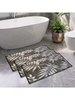 Athom Living - Grey Easy Home Designer Soft Anti Slip Bath Mats (Pack Of 3) (M)