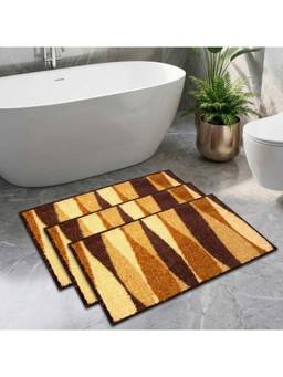 Athom Living - Brown Easy Home Designer Soft Anti Slip Bath Mats (Pack Of 3) (M)