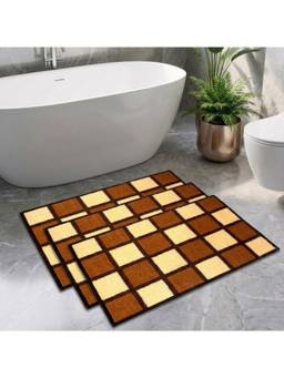 Athom Living - Brown Easy Home Designer Soft Anti Slip Bath Mats (Pack Of 3) (M)