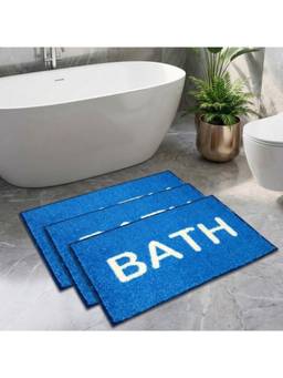 Athom Living - Blue Easy Home Designer Soft Anti Slip Bath Mats (Pack Of 3) (M)