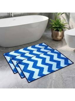 Athom Living - Blue Easy Home Designer Soft Anti Slip Bath Mats (Pack Of 3) (M)
