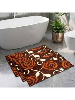 Athom Living - Brown Easy Home Designer Soft Anti Slip Bath Mats (Pack Of 3) (M)