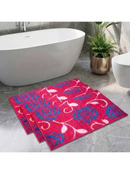 Athom Living - Pink Easy Home Designer Soft Anti Slip Bath Mats (Pack Of 3) (M)