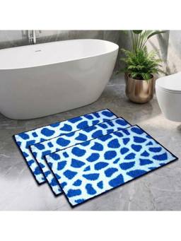 Athom Living - Blue Easy Home Designer Soft Anti Slip Bath Mats (Pack Of 3) (M)