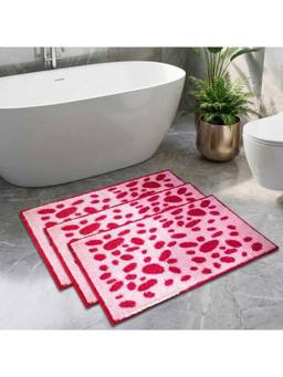 Athom Living - Pink Easy Home Designer Soft Anti Slip Bath Mats (Pack Of 3) (M)