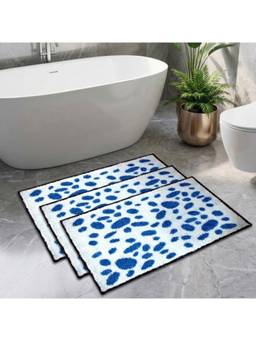 Athom Living - Blue Easy Home Designer Soft Anti Slip Bath Mats (Pack Of 3) (M)