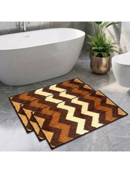 Athom Living - Brown Easy Home Designer Soft Anti Slip Bath Mats (Pack Of 3) (M)