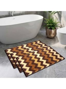 Athom Living - Brown Easy Home Designer Soft Anti Slip Bath Mats (Pack Of 3) (M)
