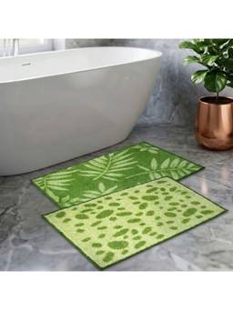 Athom Living - Green Easy Home Designer Soft Anti Slip Bath Mats (Pack Of 2) (M)