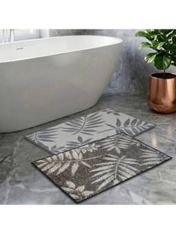 Athom Living - Grey Easy Home Designer Soft Anti Slip Bath Mats (Pack Of 2) (M)