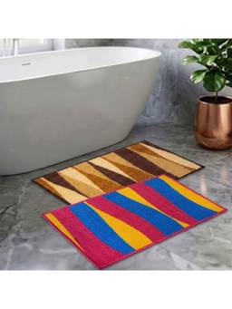 Athom Living - Multi-Color Easy Home Designer Soft Anti Slip Bath Mats (Pack Of 2) (M)