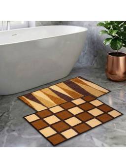 Athom Living - Multi-Color Easy Home Designer Soft Anti Slip Bath Mats (Pack Of 2) (M)
