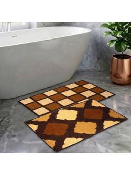 Athom Living - Multi-Color Easy Home Designer Soft Anti Slip Bath Mats (Pack Of 2) (M)