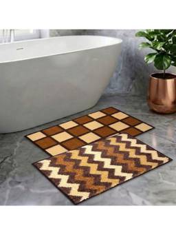 Athom Living - Multi-Color Easy Home Designer Soft Anti Slip Bath Mats (Pack Of 2) (M)