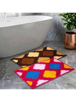 Athom Living - Multi-Color Easy Home Designer Soft Anti Slip Bath Mats (Pack Of 2) (M)