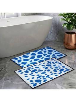 Athom Living - Blue Easy Home Designer Soft Anti Slip Bath Mats (Pack Of 2) (M)