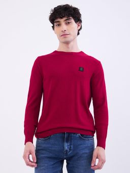 Spykar - Dark Red Slim Fit Casual Sweatshirt for Men