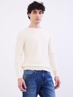 Spykar - Off White Slim Fit Casual Sweatshirt for Men